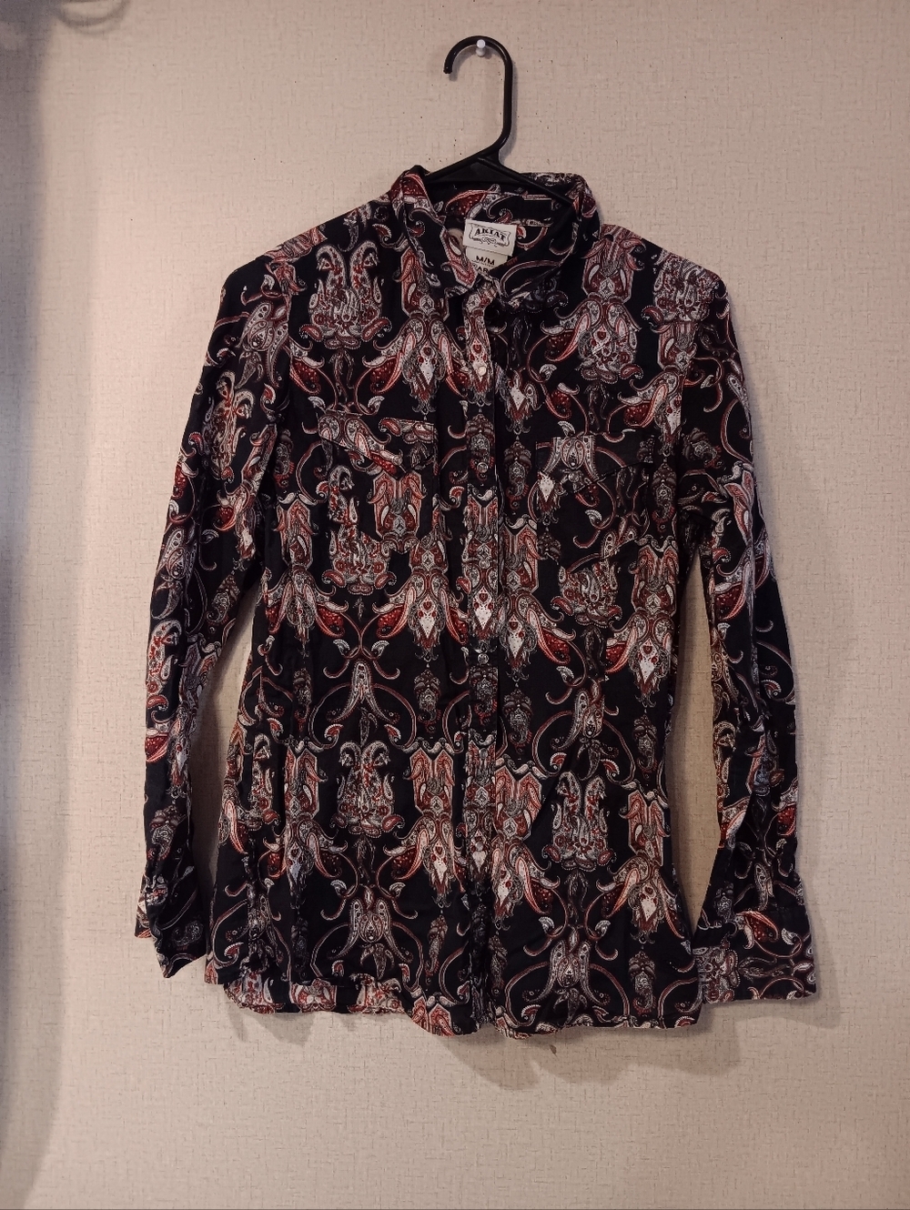 Ariat Black Paisley Shirt with Red & Cream Motif